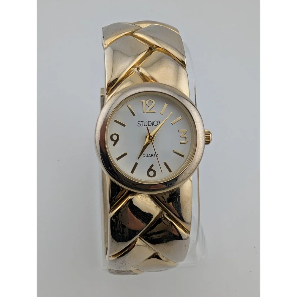 Studio Time Bangle Watch Women 25mm Case Two Tone Band-‎ New Battery